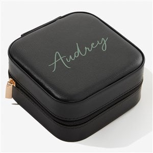 Yours Truly Personalized Small Leatherette Travel Jewelry Case -Black - 57460-BL