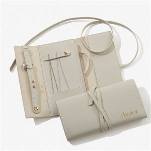Bold  Chic Personalized Leatherette Jewelry Roll - Ivory - 57462-I