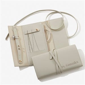 Yours Truly Personalized Leatherette Jewelry Roll -Ivory - 57463-I