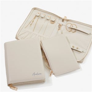 Yours Truly Personalized Leatherette Bifold Jewelry Case -Ivory - 57466-I