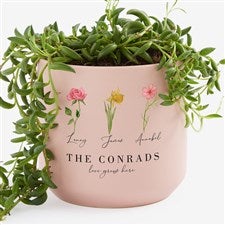 Birth Month Flower Personalized Light Pink Ceramic Planter - 57591