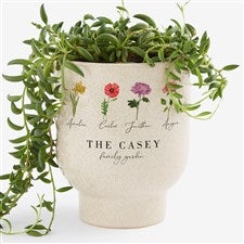 Birth Month Flower Personalized Tan Speckled Pedestal Pot - 57594