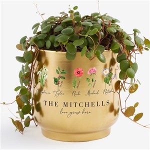 Birth Month Flower Personalized Gold Planter - 57597