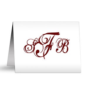 Custom Printed Script Monogram Note Cards - 5767-N