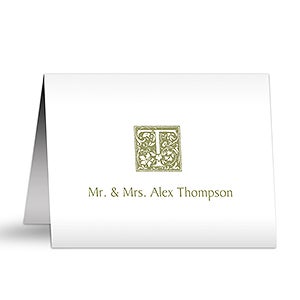 Floral Monogram Personalized Note Cards - 5768-N