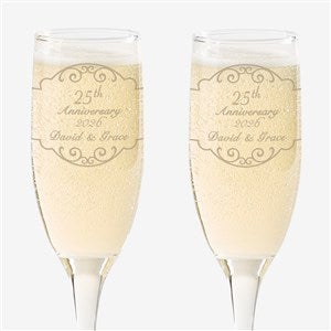 Anniversary Toast Personalized Champagne Flute Set - 5769