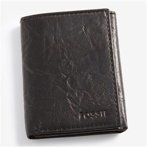Engraved Fossil Black Ingram Trifold Wallet - 57723
