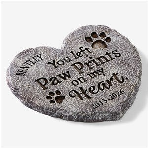 Paw Prints On My Heart Personalized Memorial Heart Garden Stone - 57812