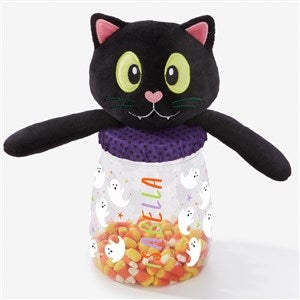 Bright Fright Ghosts Personalized Black Cat Halloween Candy Jar - 57829-C