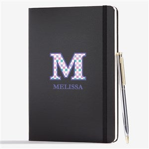 Checkered Initial Personalized Pocket Journal-Black - 57912-BK