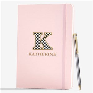 Checkered Initial Personalized Pocket Journal-Pink - 57912-PK