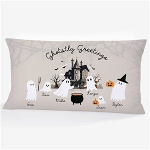 Ghostly Greetings Personalized Lumbar Outdoor Throw Pillow - 57939-LB