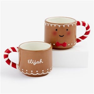Gingerbread Personalized Christmas Ceramic Mugs - Bowtie - 57949-BT