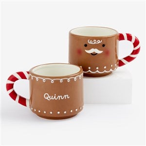 Gingerbread Personalized Christmas Ceramic Mugs - Mustache - 57949-M