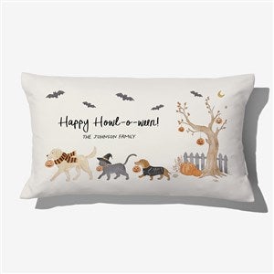 Halloween Paws Personalized Lumbar Velvet Throw Pillow - 58152-LBV