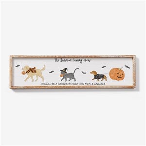 Halloween Paws Personalized 30x8 Whitewashed Framed Wall Art - 58154W-30x8