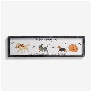 Halloween Paws Personalized 30x8 Blackwashed Framed Wall Art - 58154B-30x8
