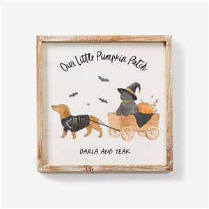 Halloween Paws Personalized 12x12 Whitewashed Framed Wall Art - 58154W-12x12