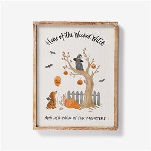 Halloween Paws Personalized 14x18 Whitewashed Framed Wall Art - 58154W-14x18