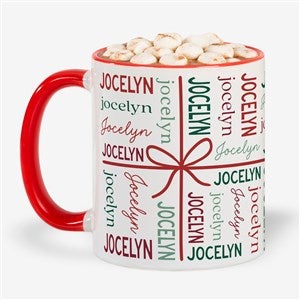 Present Repeating Name Personalized Christmas Coffee Mug 11 oz.- Red - 58327-R