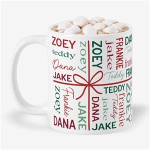 Present Repeating Name Personalized Christmas Coffee Mug 11 oz.- White - 58327-S