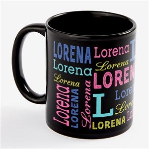Trendy Repeating Name Personalized Black Coffee Mug - 11 oz - 58497-S