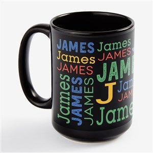 Trendy Repeating Name Personalized Black Coffee Mug - 15oz - 58497-L