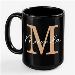 Simple Signature Name Personalized Black Coffee Mug - 15oz - 58498-L