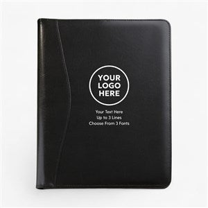 Personalized Logo Black Leather Portfolio - 58517
