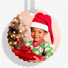 Picture Perfect Personalized Scalloped Edge Glass Ornament - 58596