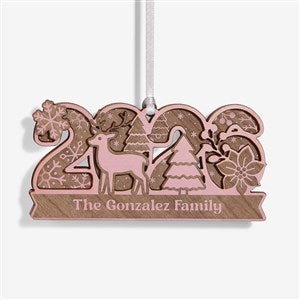 2026 Personalized 2 Piece Wood Ornament- Pink Stain - 58615-P
