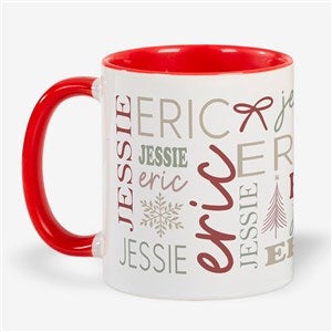 Holiday Repeating Name Personalized Coffee Mug 11 oz.- Red - 58751-R