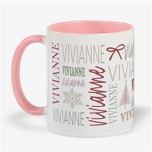 Holiday Repeating Name Personalized Coffee Mug 11 oz.- Pink - 58751-P