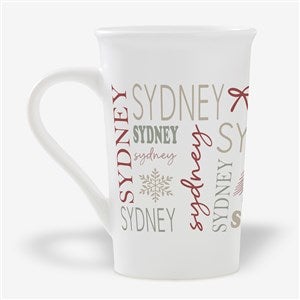 Holiday Repeating Name Personalized Latte Mug - 16 oz. White - 58751-U