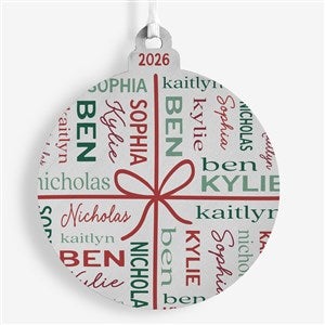 Present Repeating Name Personalized White Wood Ornament - 58783