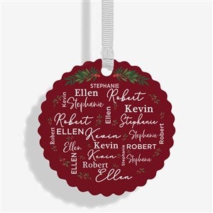 Merry Family Round Glass Scalloped Edge Ornament - 58793