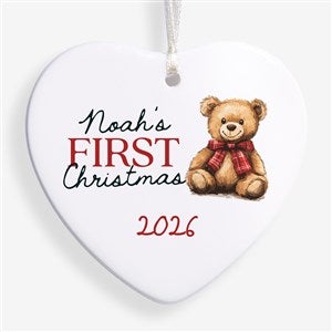 Heritage Bear Personalized Baby First Christmas Ornament- 3.25 Glossy - 1 Sided - 58798-1