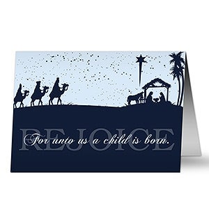 Personalized Away In A Manger Christmas Cards - Premium - 6176-C-P
