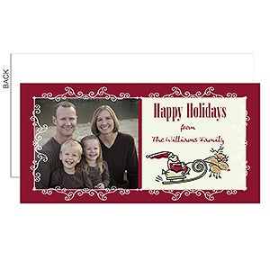 Personalized Santa & Reindeer Photo Postcard Christmas Cards - 6196