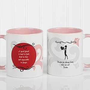 Personalized Friendship Coffee Mugs - What Friends Are For - Pink Handle - 6241-P