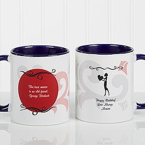 Personalized Friendship Coffee Mugs - What Friends Are For - Blue Handle - 6241-BL