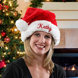 Plush Velvet Personalized Adult Santa Hat - 6462-A