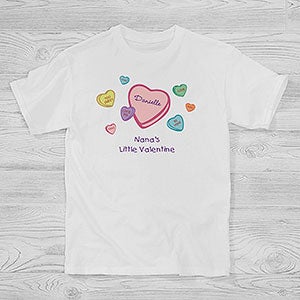 Personalized Girls Valentines Day T-Shirts - Candy Hearts - 6527-YCT