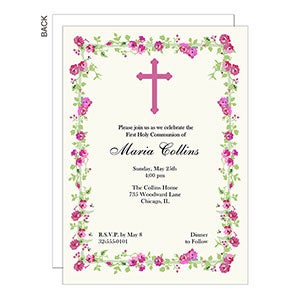 Floral Blessing Communion Invitations - 6629