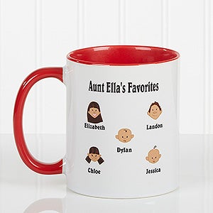Personalized Grandparents Coffee Mugs - Family Character - Red Handle - 6704-R
