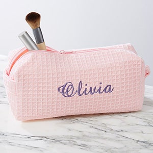 Ladies Embroidered Blush Pink Makeup Bag - 6797-B