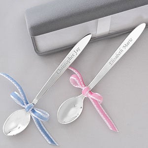 Personalized Silver Plated Heirloom Baby Keepsake Spoon - 6886-S