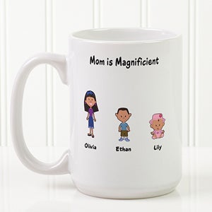 Personalized Large Coffee Mugs - Family Cartoon Characters - 6977-L