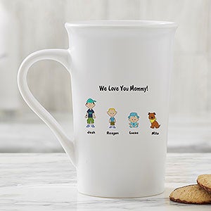 Personalized Latte Mug - Family Cartoon Characters - 6977-U