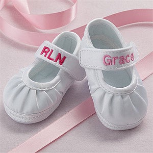 Personalized Mary Jane Satin Baby Shoes for Girls - 7070